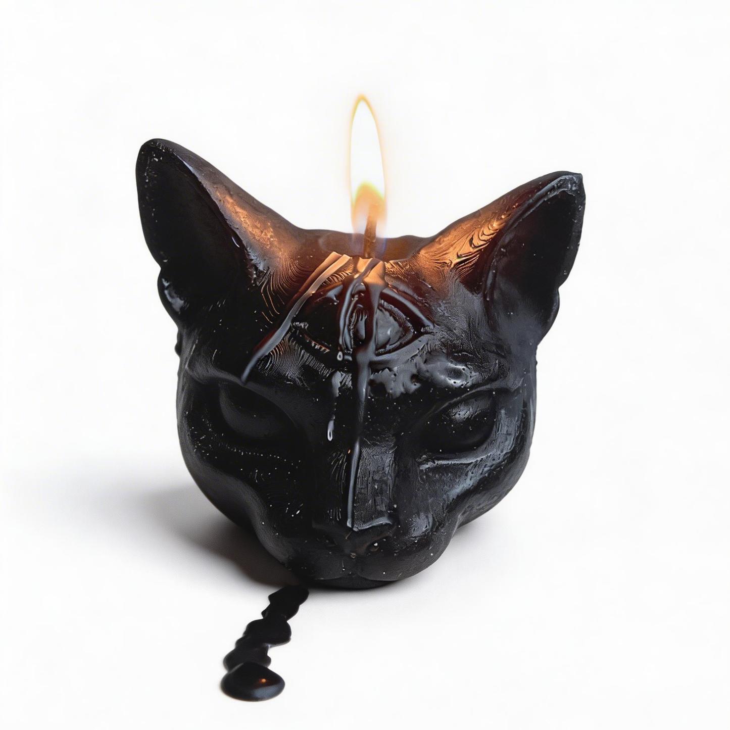 Garden Fragrance Three-eyed Cat Candle - Black - image 1