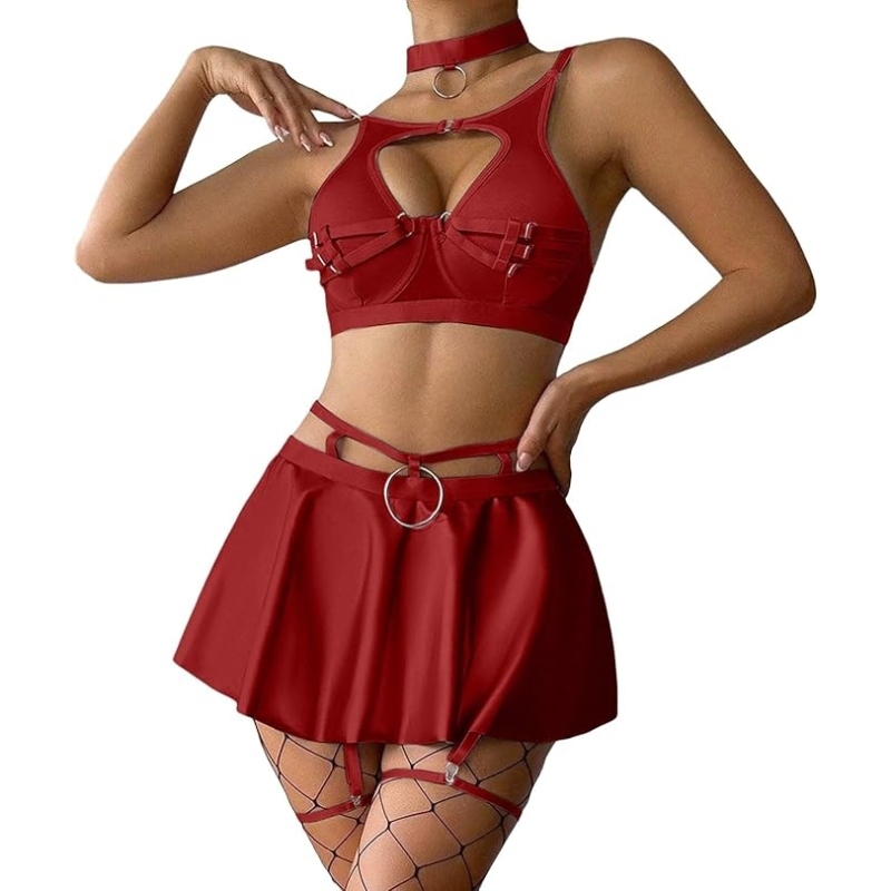 Seductive O-Ring Skirt Lingerie Set
