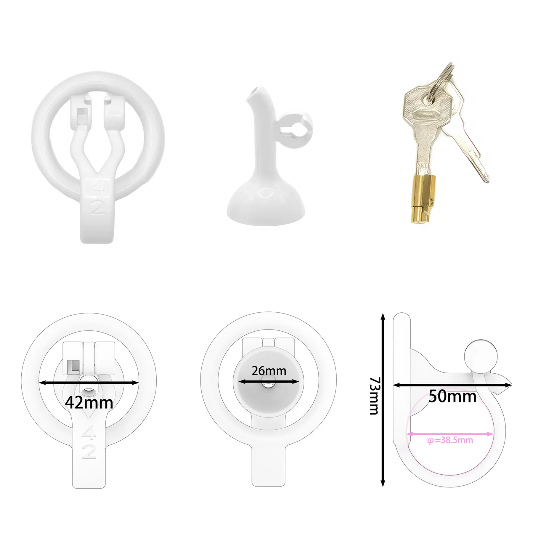 3D Printed Inverted Chastity Cage - White - 42mm - image 4
