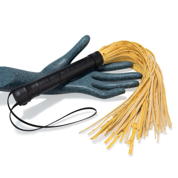 Yellow Pu Leather Tassels Flogger Horse Riding Whip - image 3
