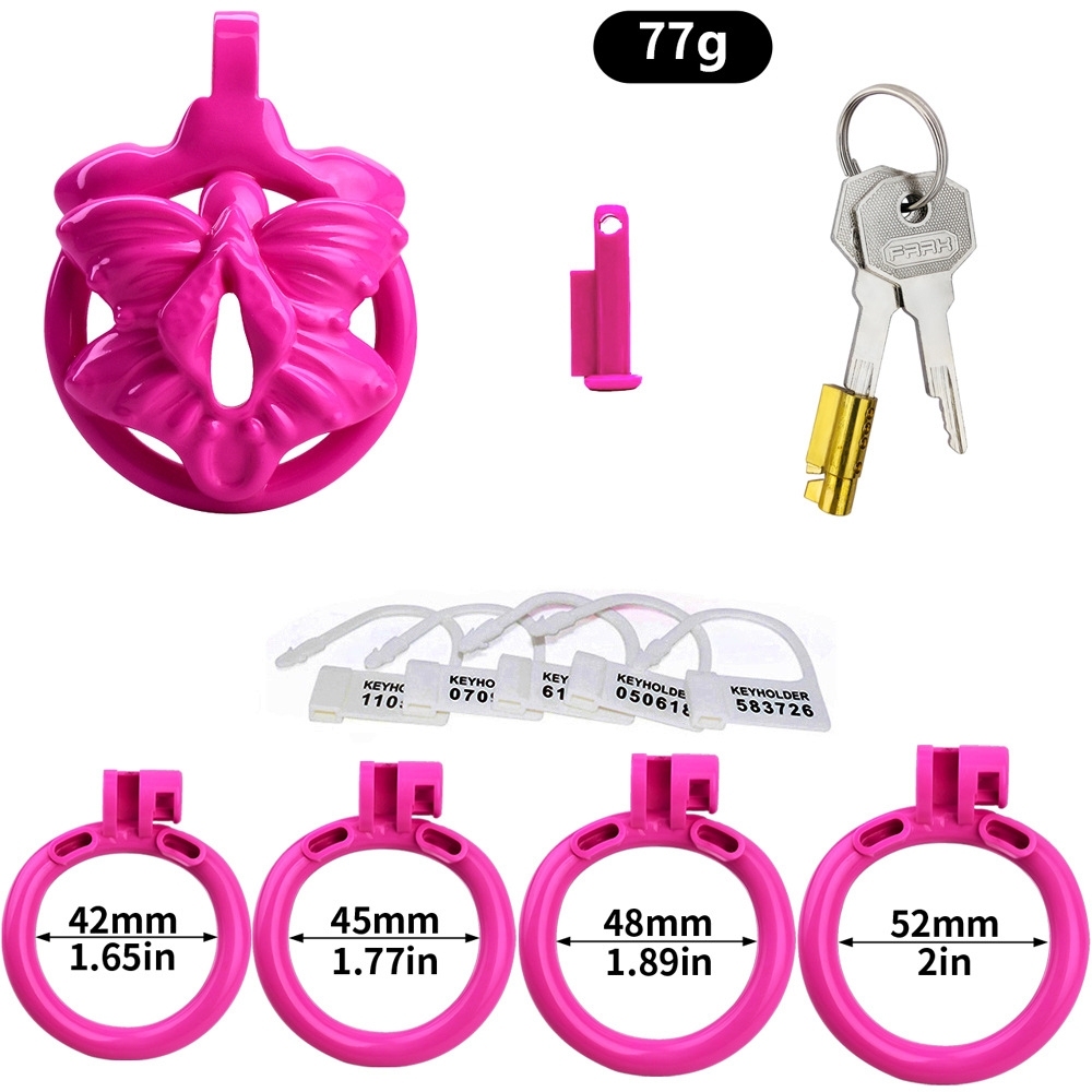 Sissy Chastity Cage with 4 Rings – Lightweight Resin Locking Device with 2 Keys, Invisible Wear for Long-Term Use-WeLovePlugs