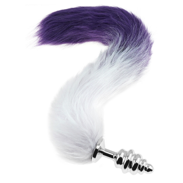 Smooth Long Fox Tail Flirting butt plug - Purple - image 1