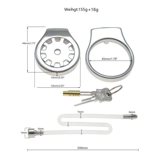 Thickened Stainless Steel Chastity Cage with 11.8-Inch Catheter – 4 Ring Sizes-WeLovePlugs