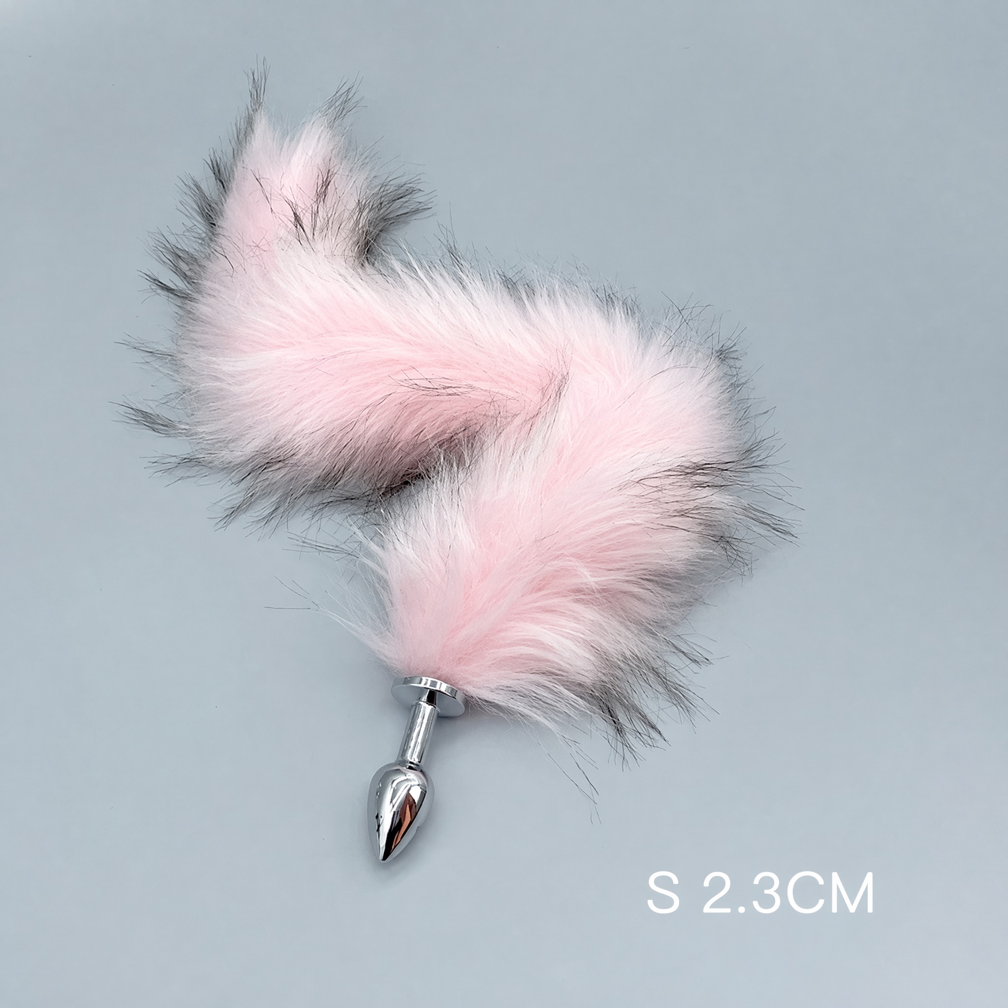 Pink & Black Fox Tail Plug with Removable Metal Base - S - image 5