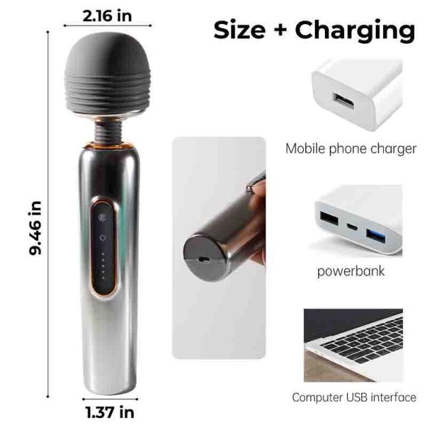 Wand Massagers Shining Metallic luster Recargable-WeLovePlugs