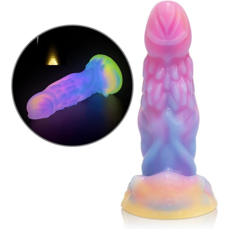 5.98'' Glow-in-the-Dark Worm Design Silicone Dildo with Suction Cup - image 3