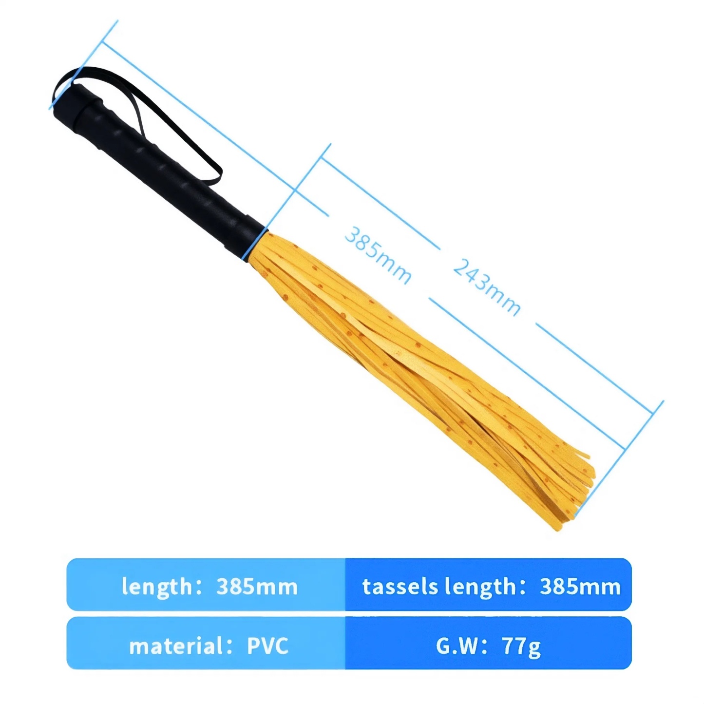 Yellow Pu Leather Tassels Flogger Horse Riding Whip - image 4