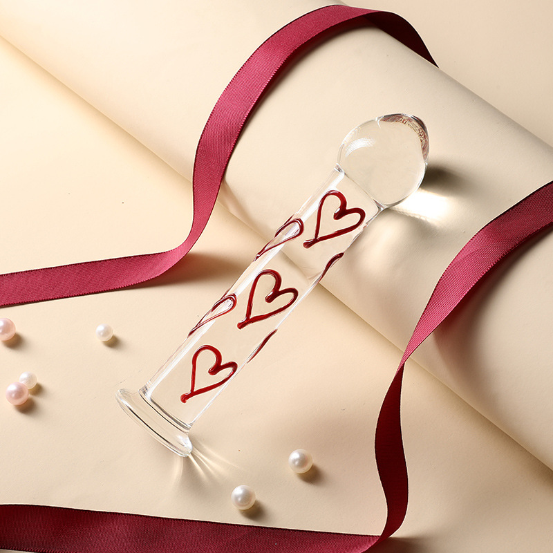 Luxury Glass Dildo with Red Heart Tip – G-Spot & Anal Pleasure Toy-WeLovePlugs