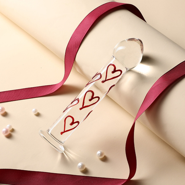 Luxury Glass Dildo with Red Heart Tip – G-Spot & Anal Pleasure Toy-WeLovePlugs