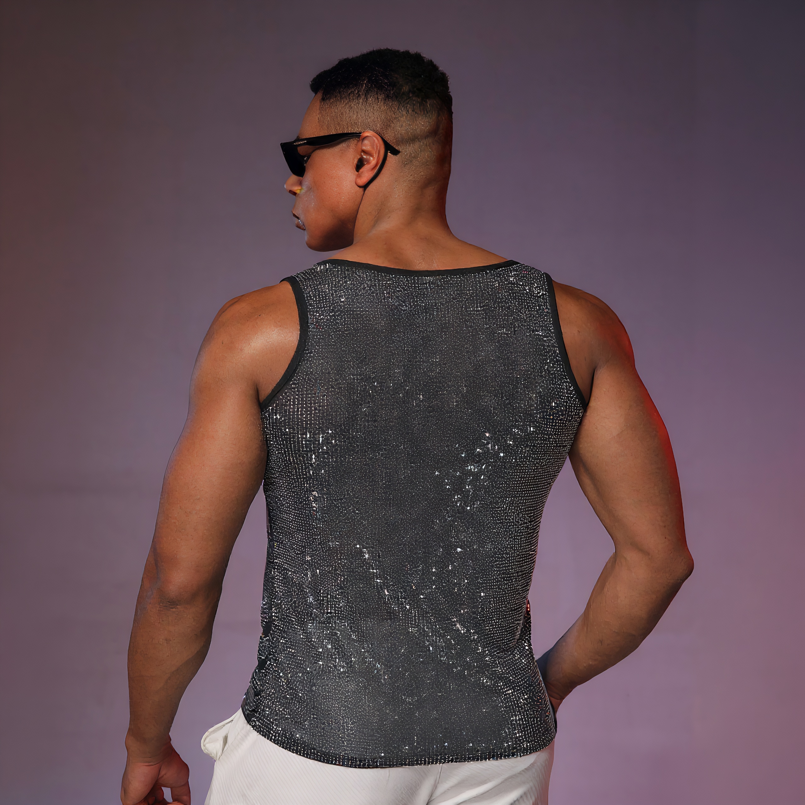 Men's Sexy Muscle Top Mesh Fishnet Tank Top - image 2