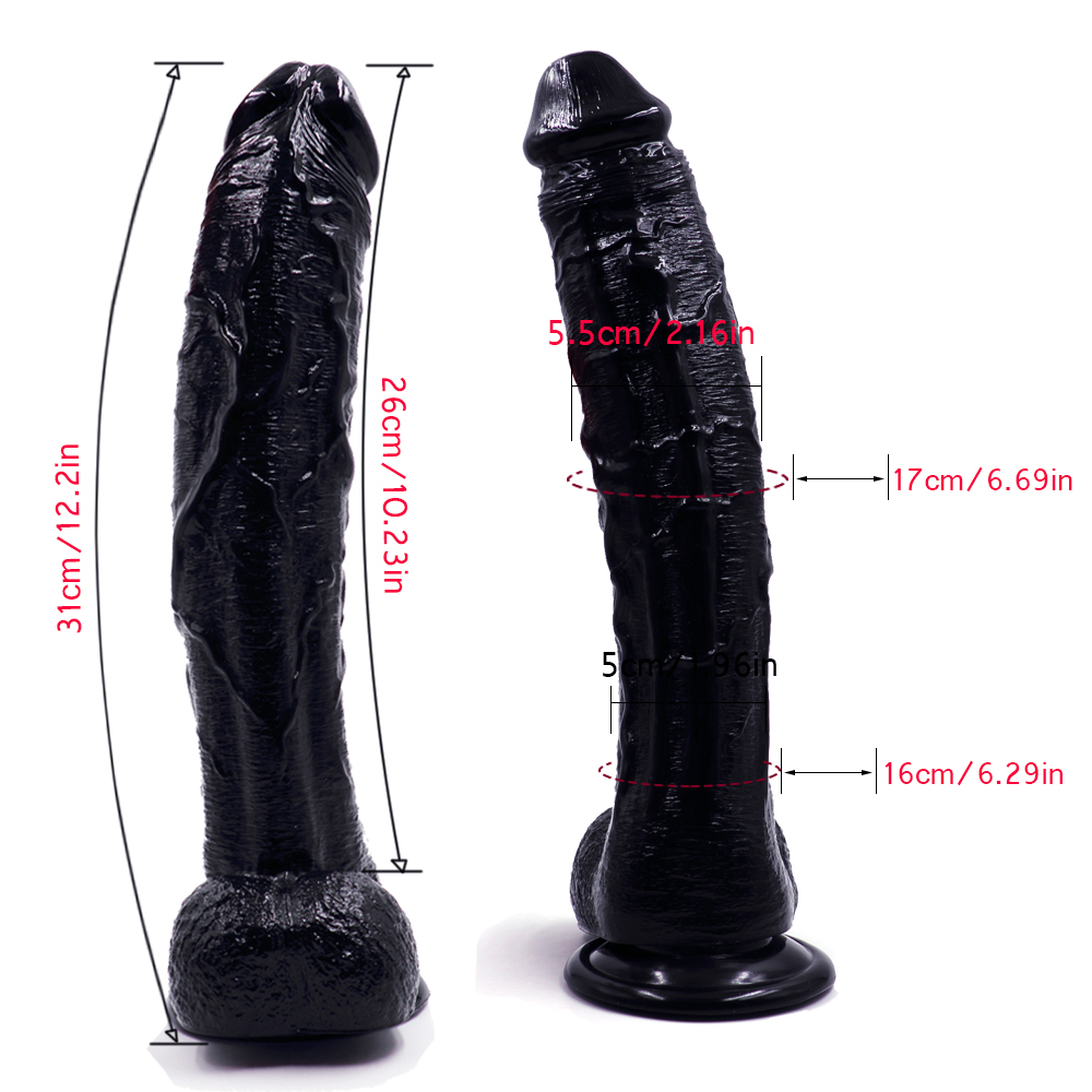 Realistic Silicone Extra Long 12-inches Big Dildo with Balss & Suction Cup