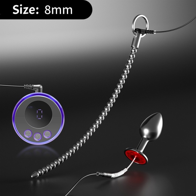 Penis & Anal Plug Duo With Current Control Beaded Urethral Sounding Toy-WeLovePlugs