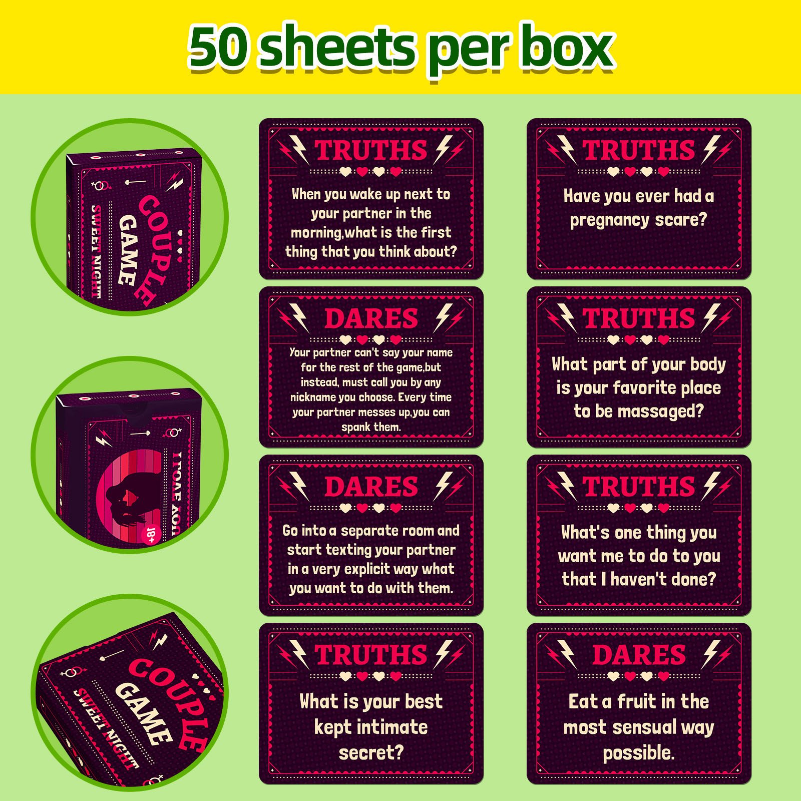 Romantic Date Night Cards for Couples, 50 Fun Conversation & Challenge Cards - image 2