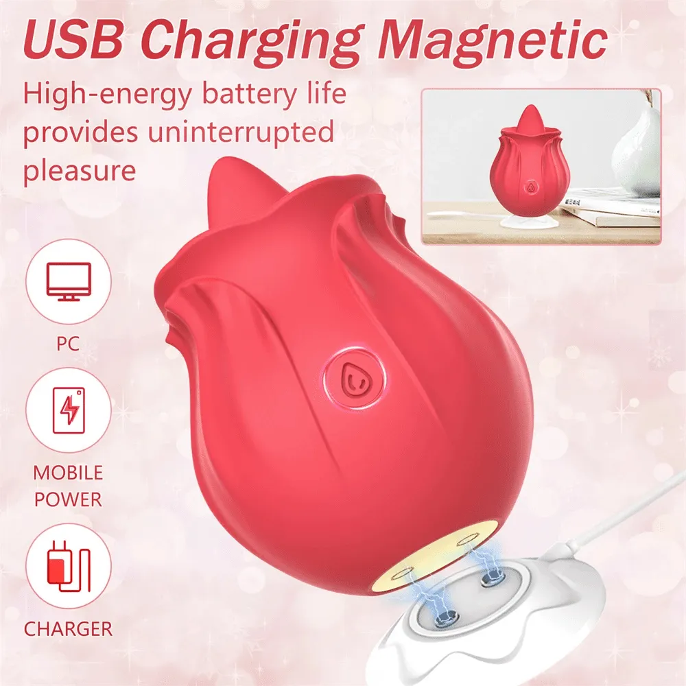 Rosegasm Rosebud Toy – 10 Tongue Licking Vibrator 