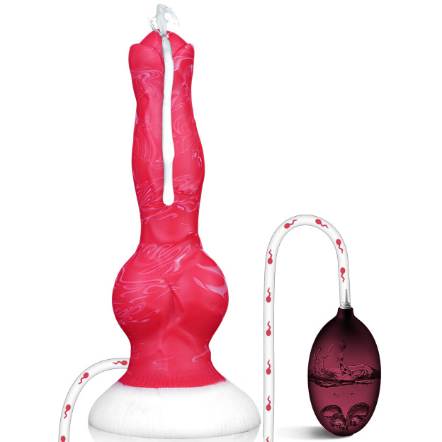 Crimson Vortex Cum-Shooting Fantasy Knot Dildo - Red - image 5