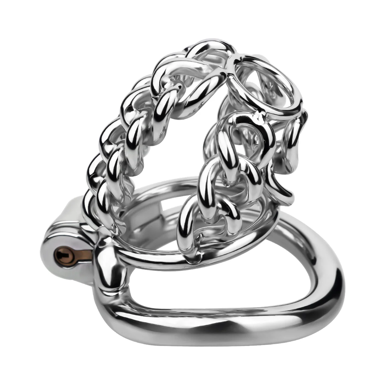 Thick Chainmail Chained Steel Chastity Cage-WeLovePlugs