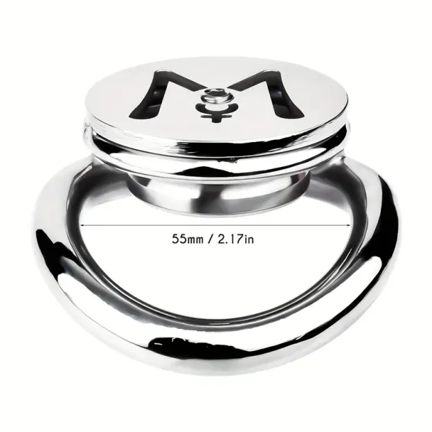 M-shaped Flat Stainless Steel Negative Inverted Chastity Cage Penis Lock Cage-WeLovePlugs