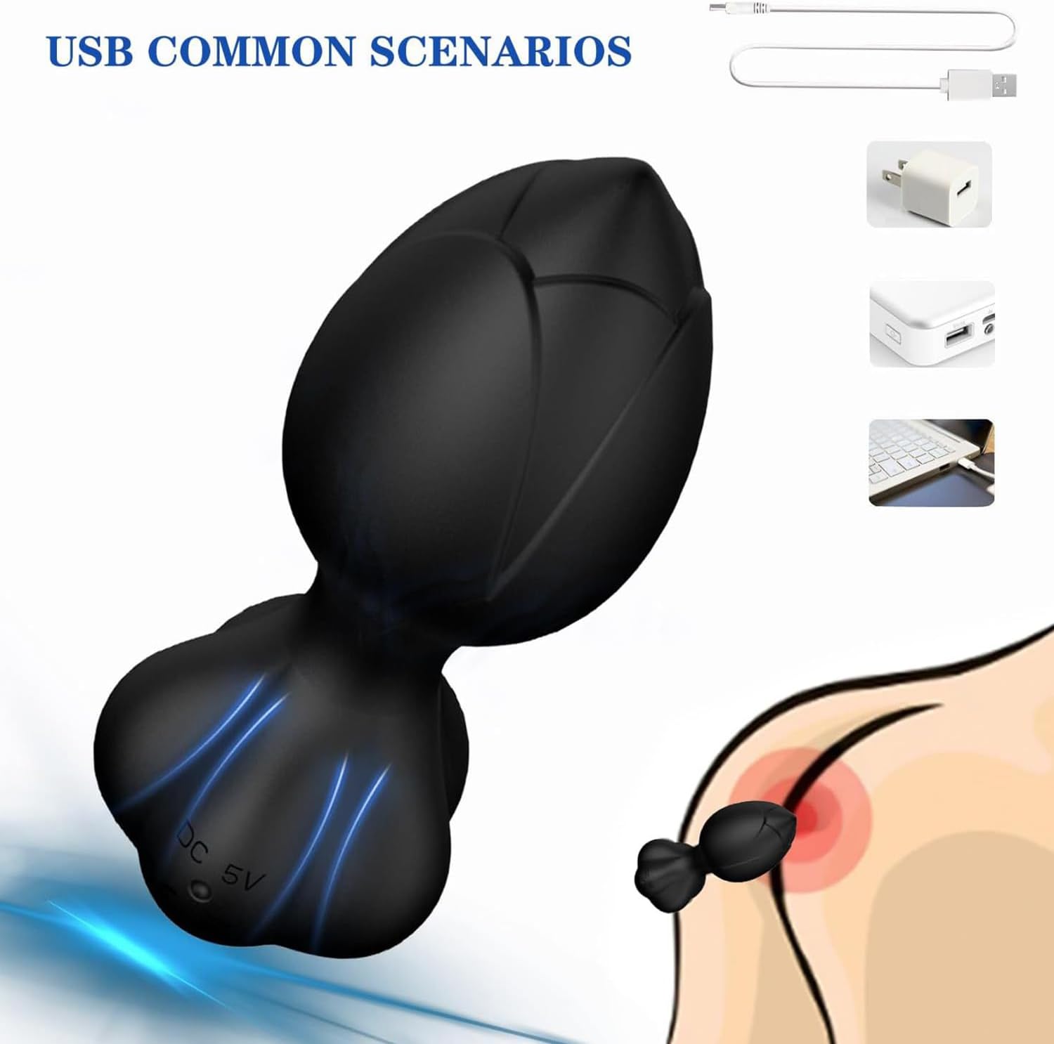 Rose Silicone Butt Plug App Control Vibrator 