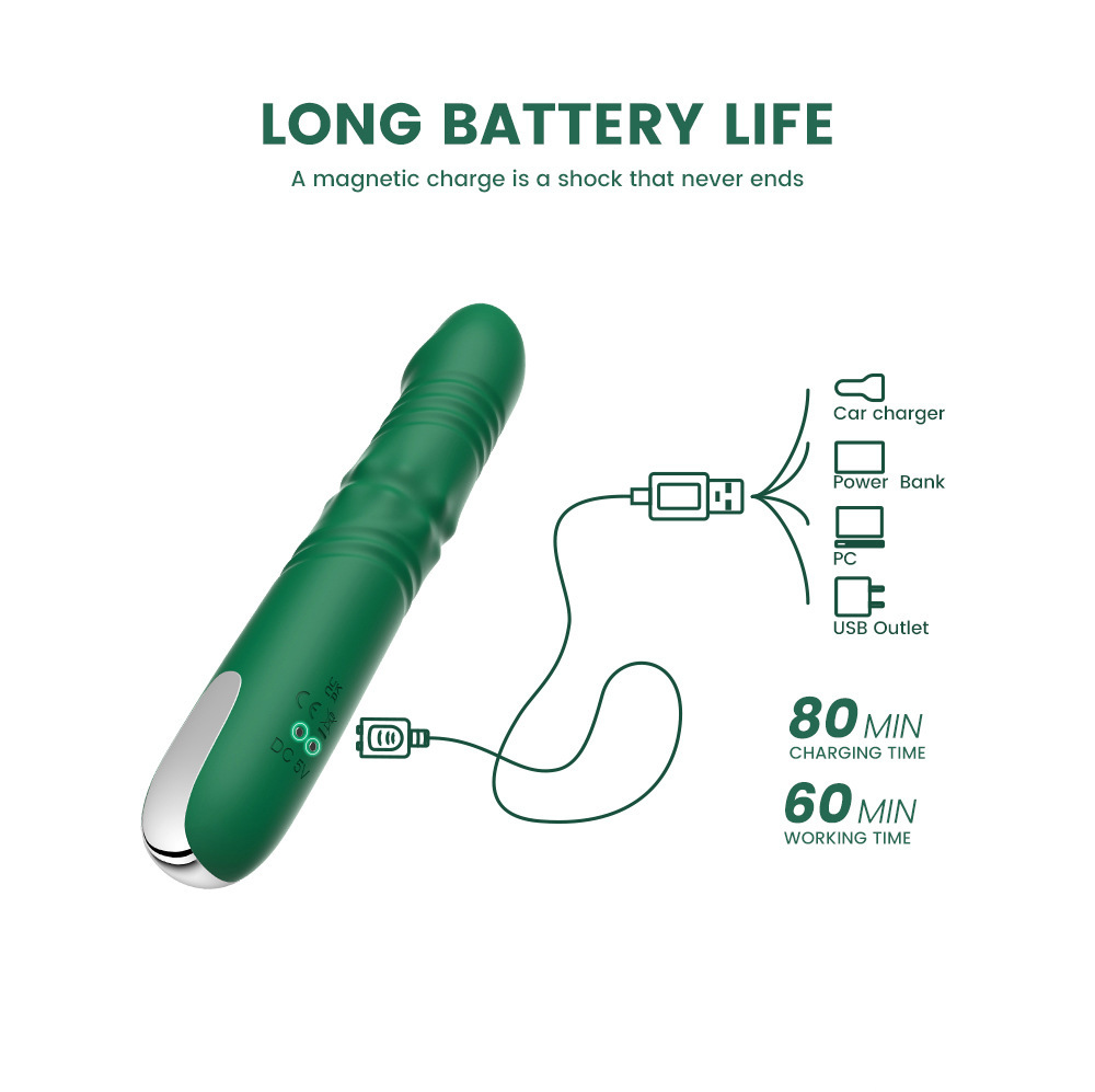 Thrusting Rotating Cucumber Vibrator Dildo G Spot Clit Massager