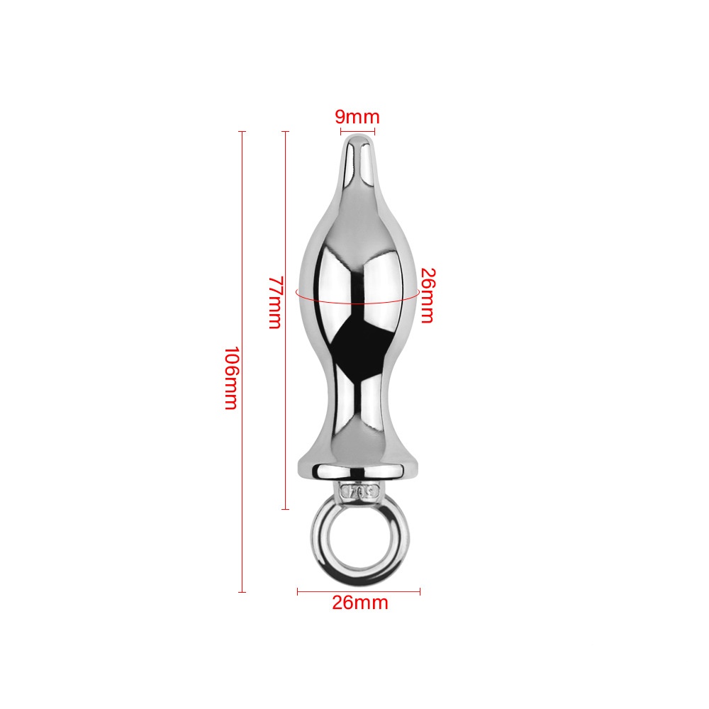 Metal Anal Plug with Pull Ring - S - image 1