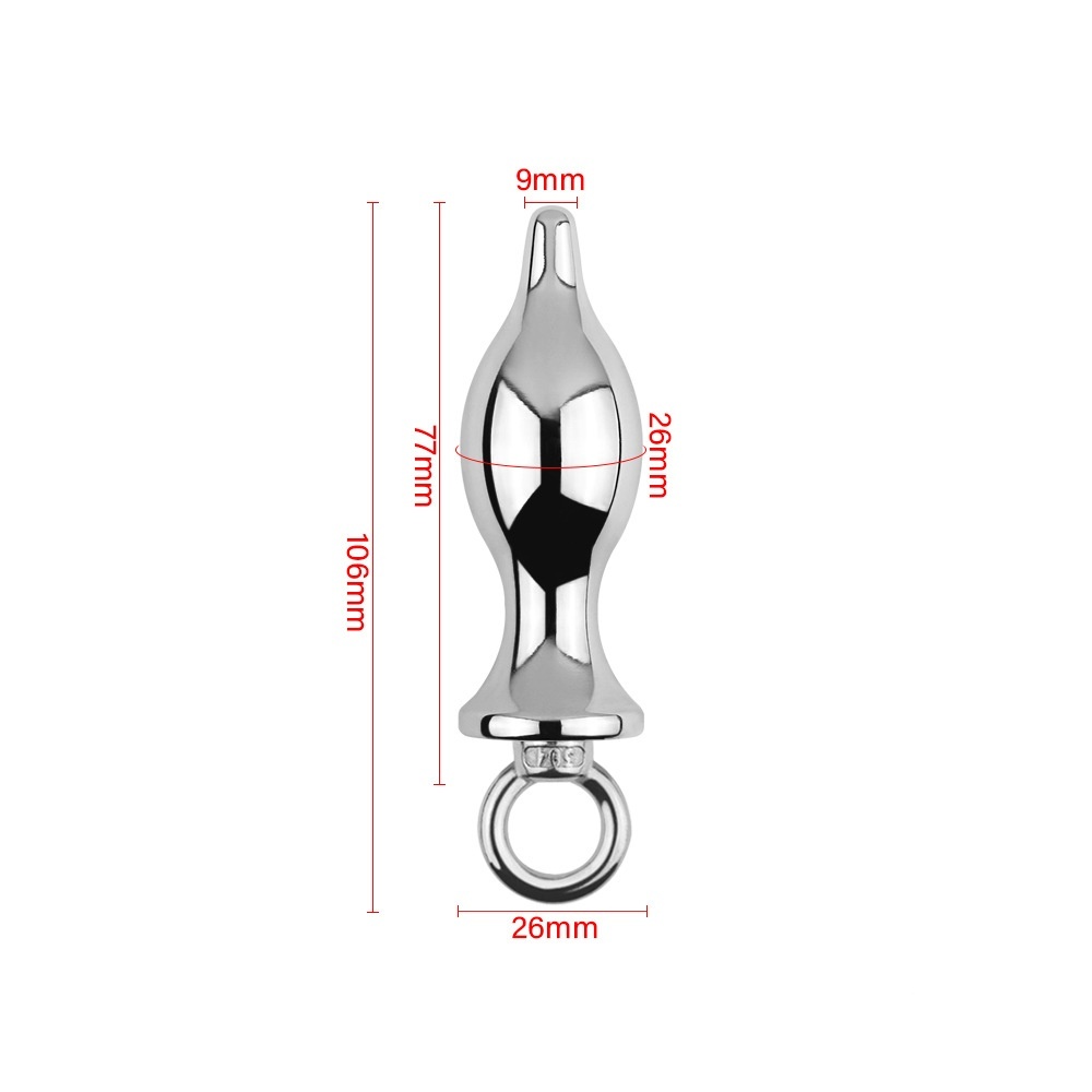 Metal Anal Plug with Pull Ring - S - image 1
