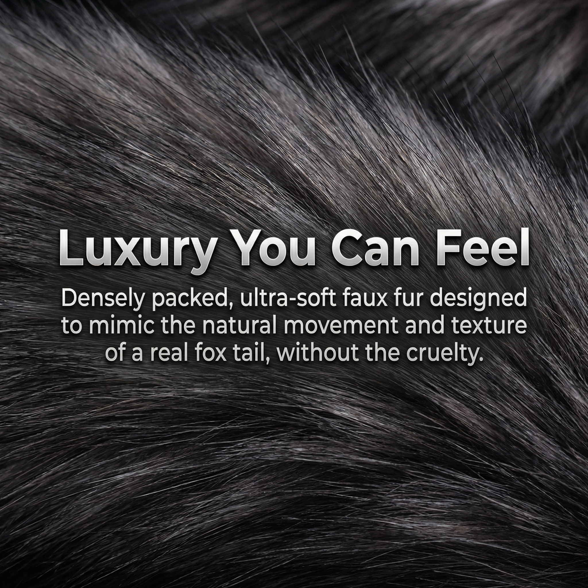 Dark Gray Fox Tail Butt Plug • 18.1 Inch Tail - image 3