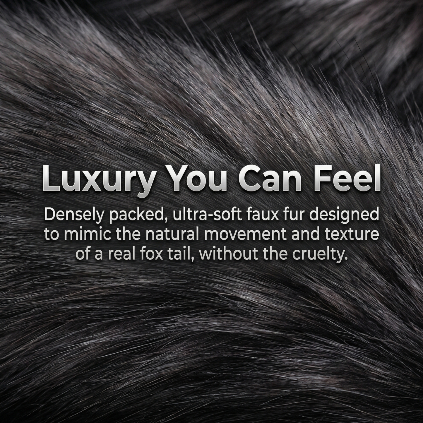 Dark Gray Fox Tail Butt Plug • 18.1 Inch Tail - image 3