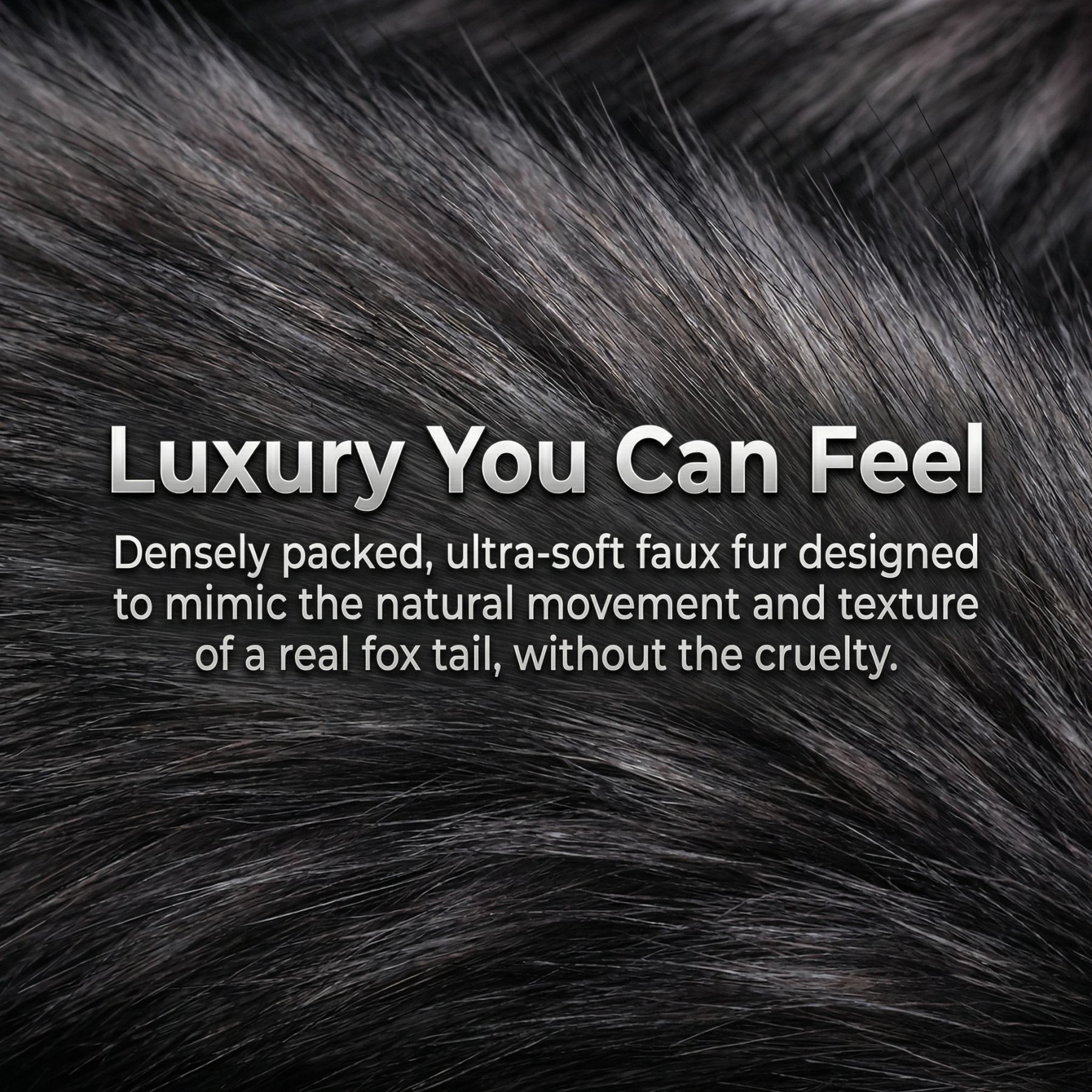 Dark Gray Fox Tail Butt Plug • 18.1 Inch Tail - image 3