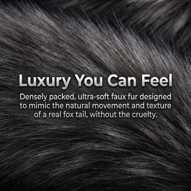 Dark Gray Fox Tail Butt Plug • 18.1 Inch Tail - image 3