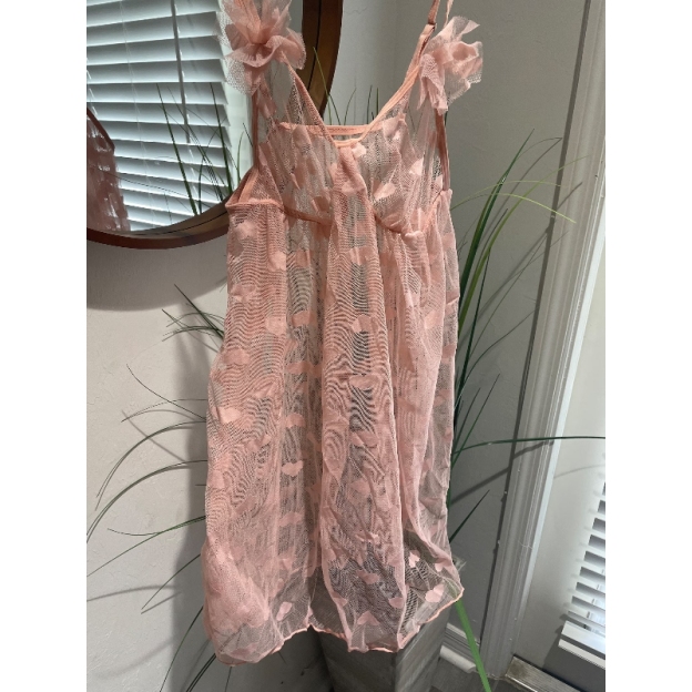 Pink Hearts Lingerie Babydoll Nightie - Adjustable Straps Sexy Sleepwear