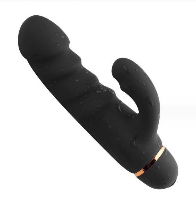 Black Amazing Ribbed Mini Rabbit – Powerful & Discreet Dual Stimulation-WeLovePlugs