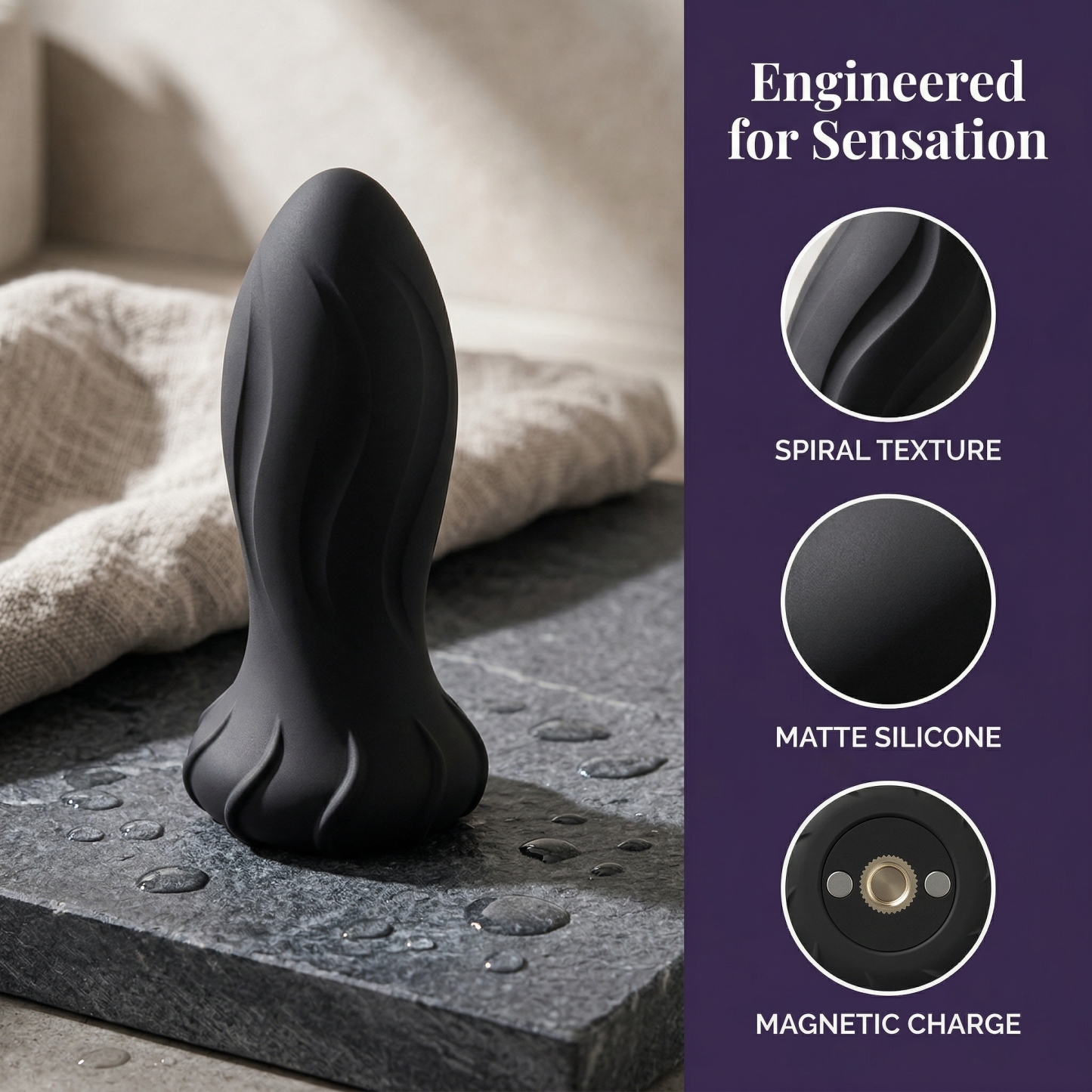 Remote Control Spiral Texture Vibrating Anal Massager - image 7