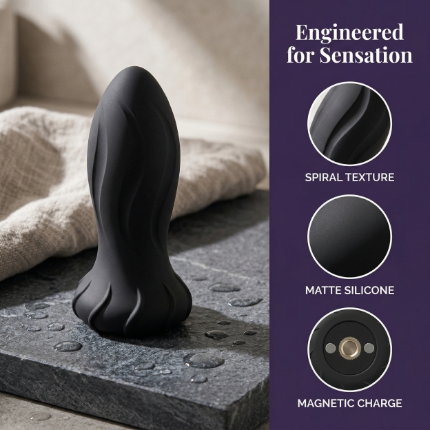 Remote Control Spiral Texture Vibrating Anal Massager - image 7