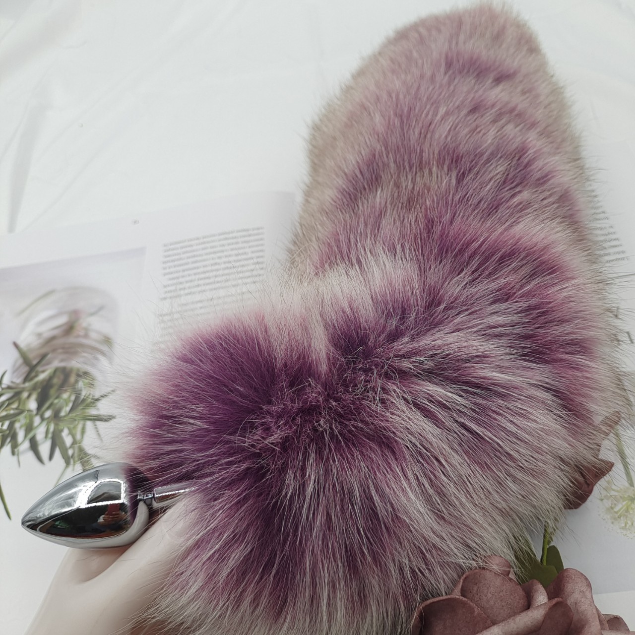 Soft Lavender Purple Handmade Detachable Plug Fox Tail - 50cm - image 2