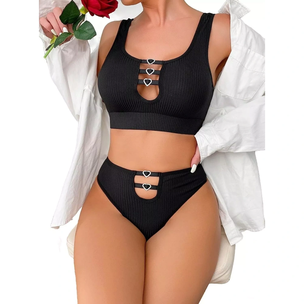 Sheer Lace Lingerie Set for Women – Deep V Teddy with G-String Panties-WeLovePlugs