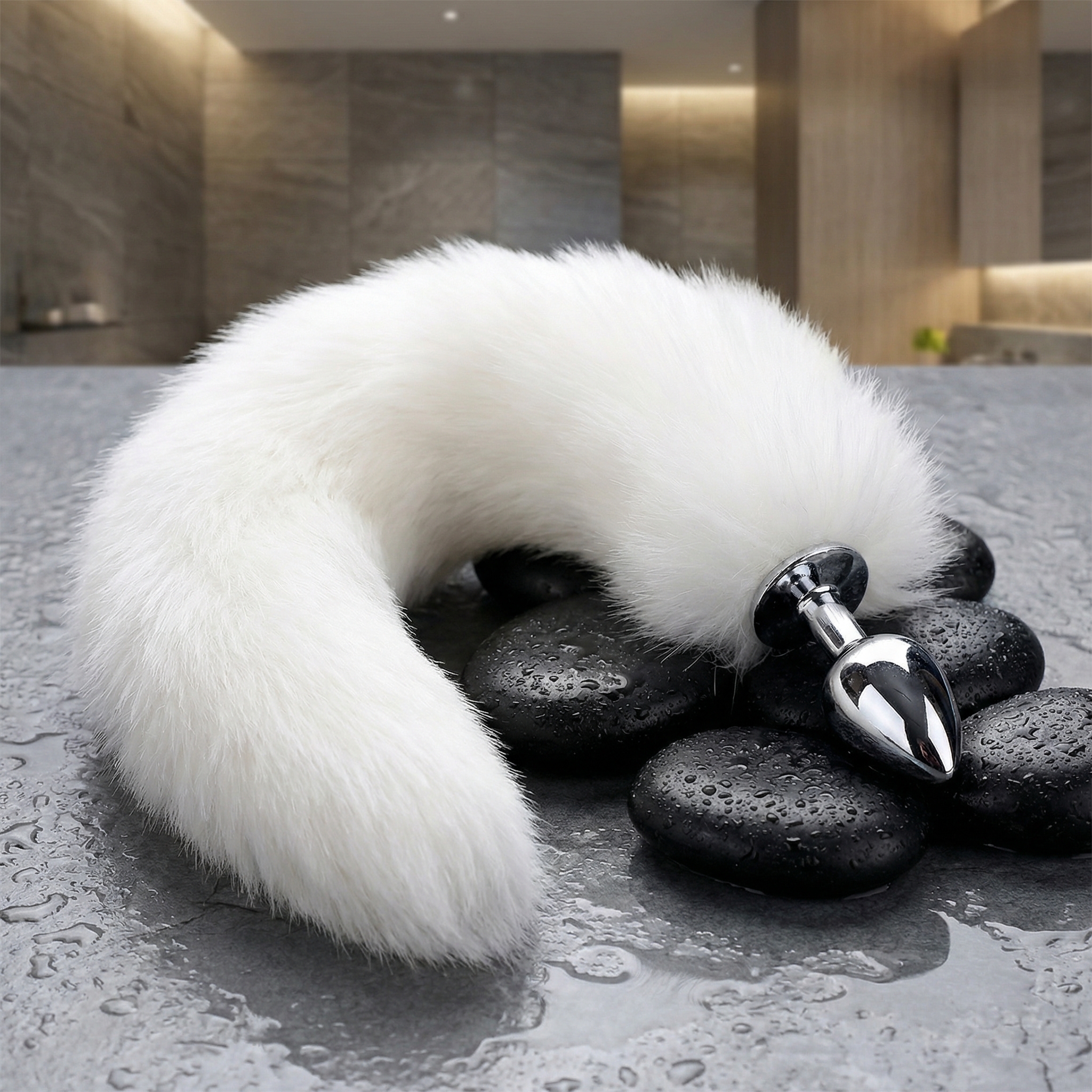 White Fox Tail Butt Plug • 18.1 Inch Tail - image 5