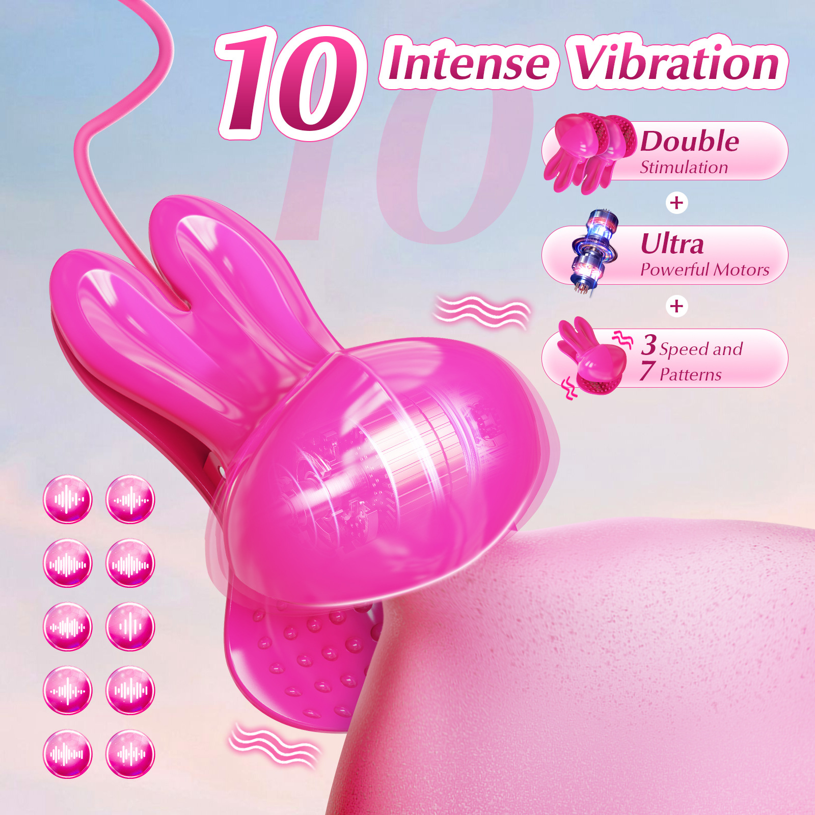 FluffyPulse Bunny  Hanging Rabbit Nipple Clamp Vibrator  WeLovePlugs