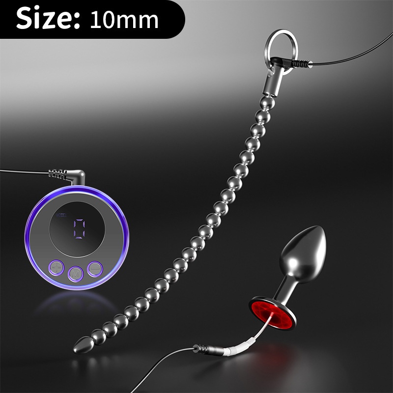 Penis & Anal Plug Duo With Current Control Beaded Urethral Sounding Toy-WeLovePlugs
