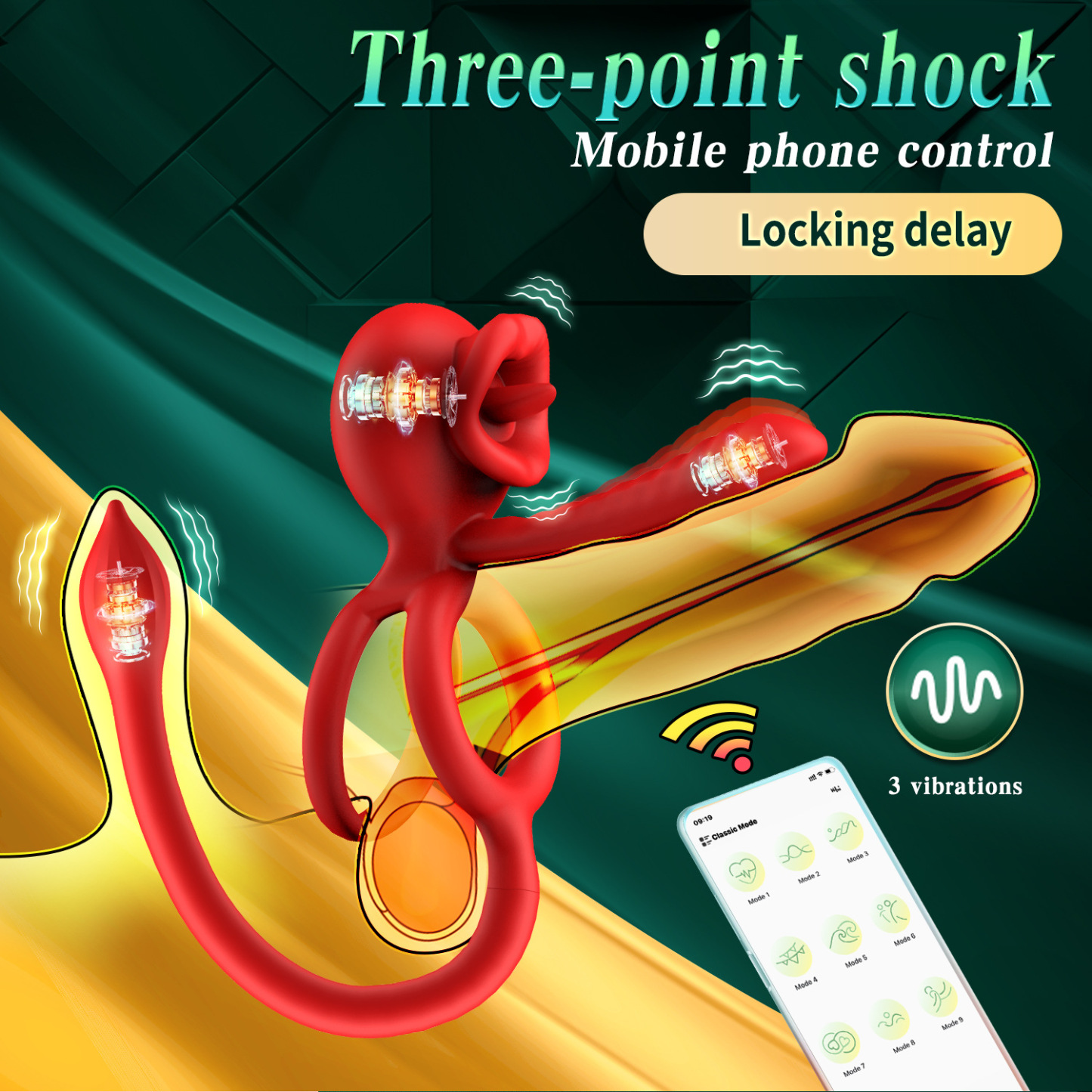 3-in-1 Couple Vibrator with App Control â Cock Ring & Anal Plug & Dildo