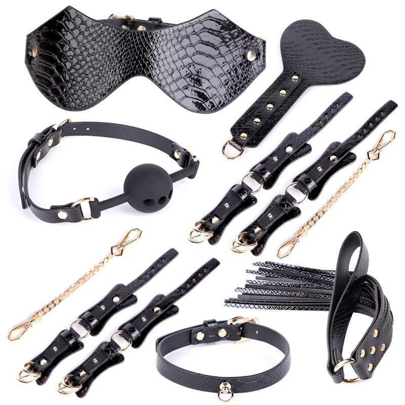 7-Piece Snake-Skin Bondage Set (Case Sold Separately) - Black - image 4