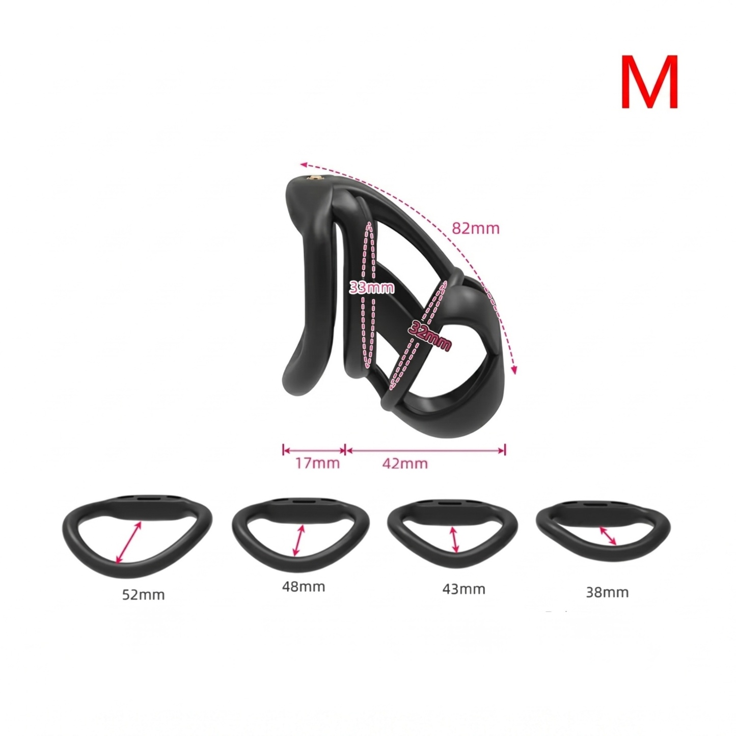 StealthCore Male Chastity Cage - Black M Arc Ring - image 11