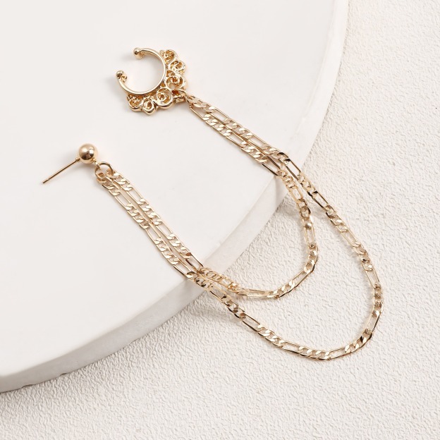 Boho Nose Chain Jewelry – Fake Septum Ring with Ear Hoop & Crystal Nose Ring-WeLovePlugs