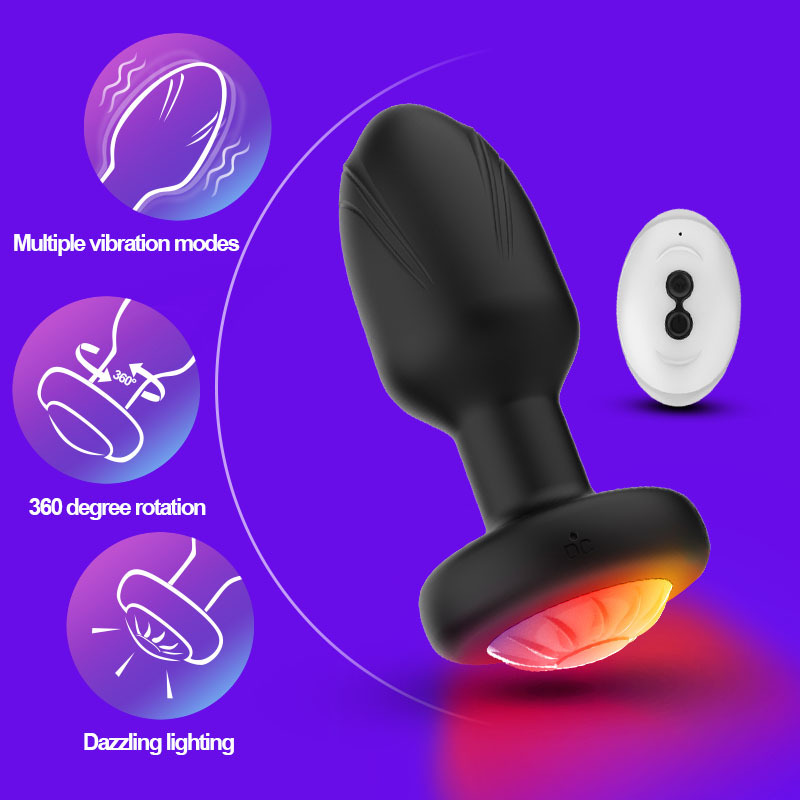 Light Up Vibrating 360 Rotating Butt Plug  WeLovePlugs