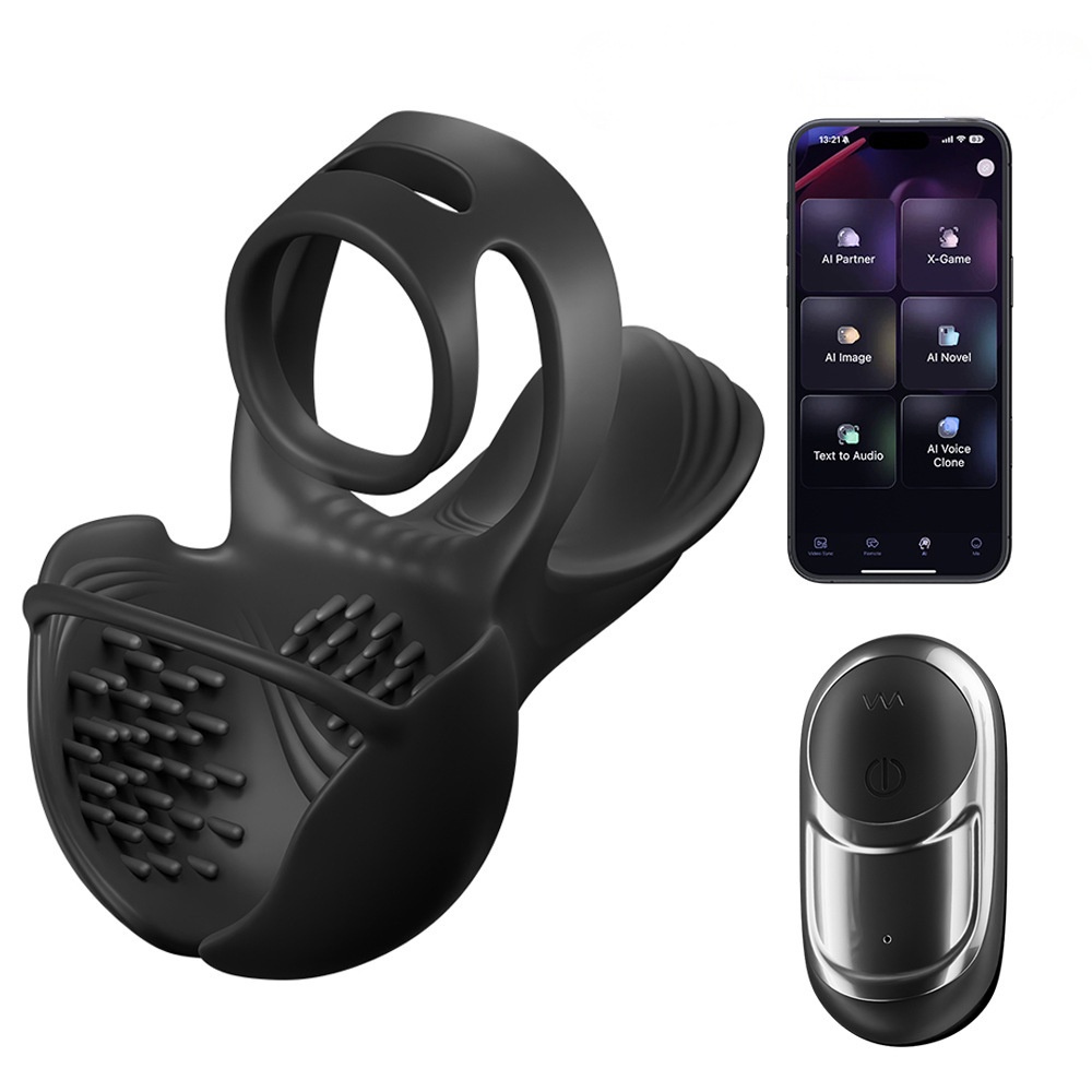 360° Testicle Full Coverage Stimulator Penis Trainer Cock Ring - Black - image 1