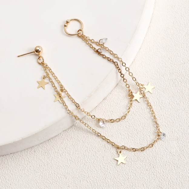 Boho Nose Chain Jewelry – Fake Septum Ring with Ear Hoop & Crystal Nose Ring-WeLovePlugs