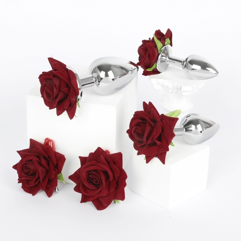 EcoRose – Sustainable Floral Anal Plug & Nipple Clamp Set-WeLovePlugs