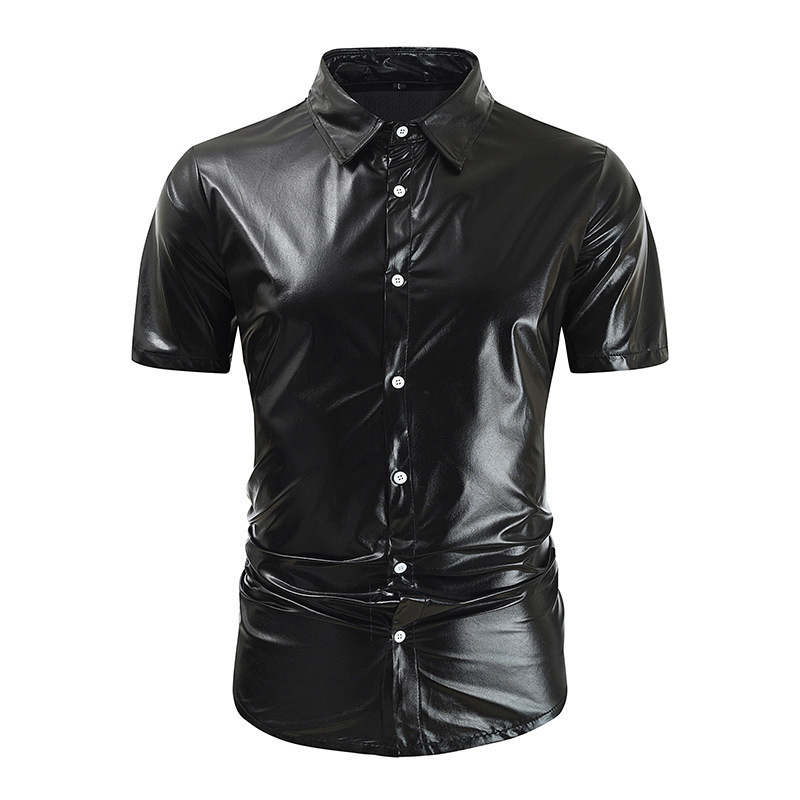 Men's Metallic Shiny Night Club Party - Black - XXL - image 6