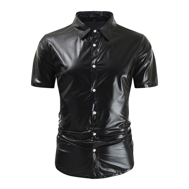 Men's Metallic Shiny Night Club Party - Black - XXL - image 6