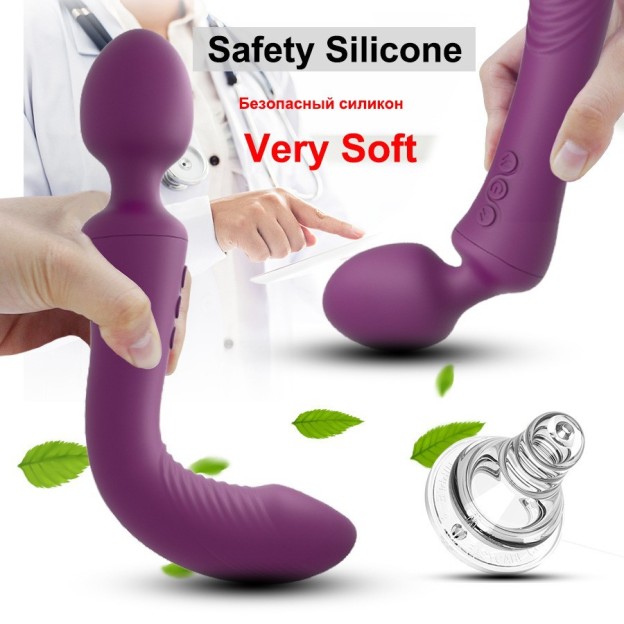 Dual Vibrator Powerful Magic Wand Clitoris Vagina Massager Anal Plug - image 3