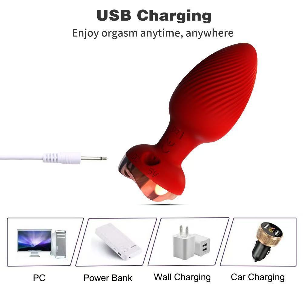 Rose Style Sex Toy Anal Plug Vibrator With Remote Wireless Control
